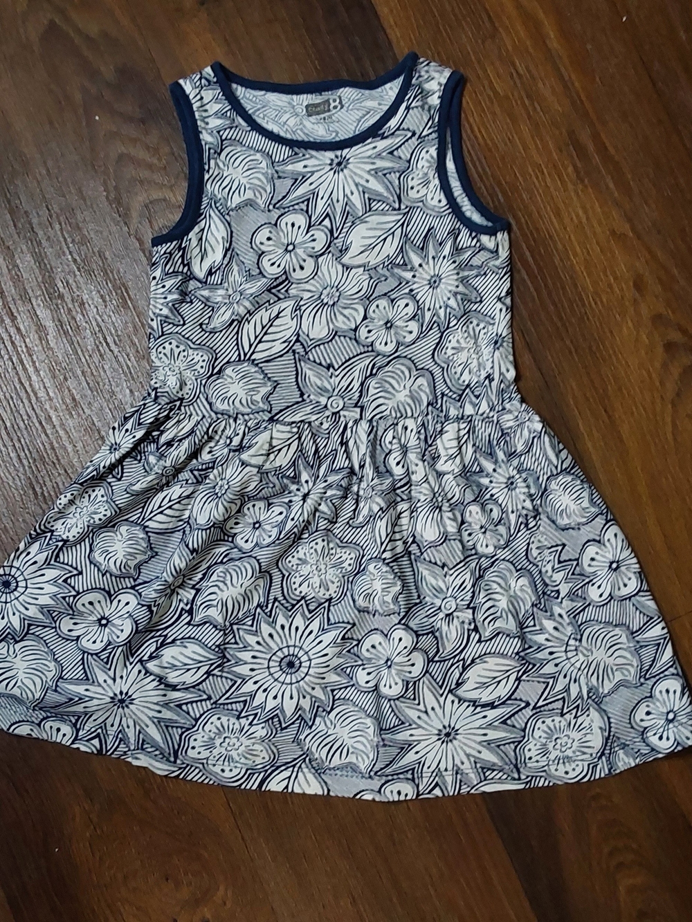 Crazy 8 Girls Dress size 4 Navy White Floral/Botanical Print Sundress Tank Dress